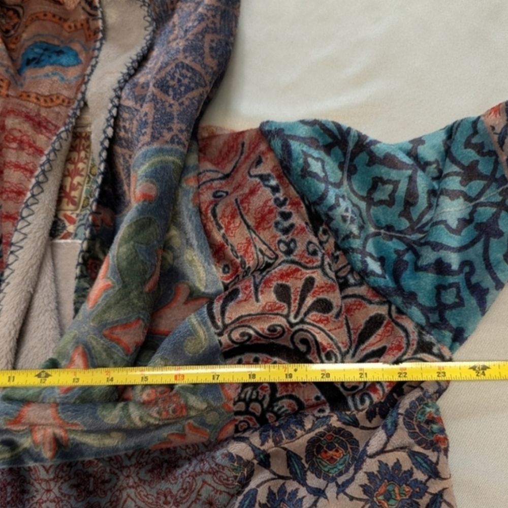 JOHNNY WAS 😍Multicolor Patchwork Hooded Cardigan Coat Kimono Sweater Size S - Picture 12 of 12